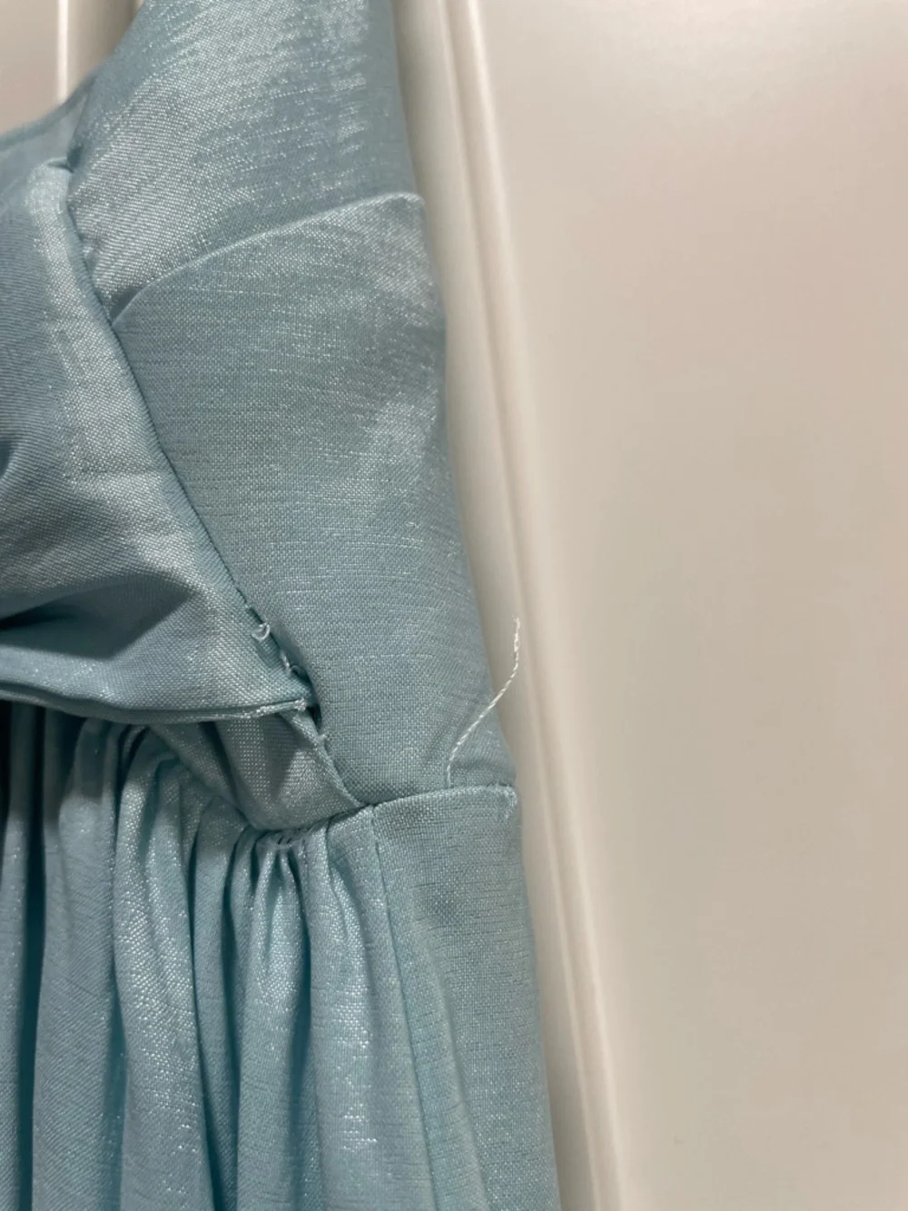 A&F Drama Bow-Back Taffeta Maxi Dress Light Blue Summer Wedding Modern Romantic